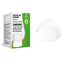 Los mejores  - KALLPA® 50 filtros para mascarillas UNE0065 - REUTILIZABLES - fabricados en ESPAÑA - hidrófobo- antiestático y…